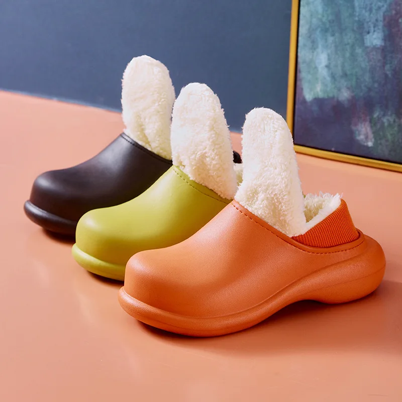 Stnm slip winter unisex adult home slippers  Plush women cross sandals waterproof bedroom warm slipper for ladies