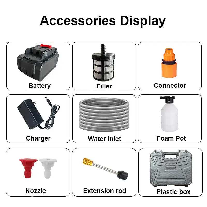 Car Washer High Pressure Portable Wash Gun 12V 24V 48V 96V Cordless Electric Cleaning Machine Lithium Battery Washer Spray Gun