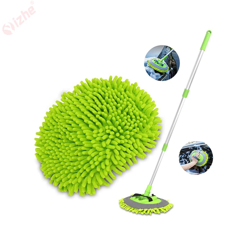 Chenille Microfiber Scrubber Vehicle Cleaner Car Wash Brush Mop With Handle