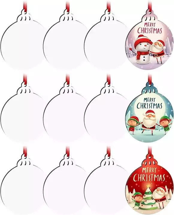 Wholesale 3.5inches Christmas Sublimation Blank Christmas Hanging Ornaments