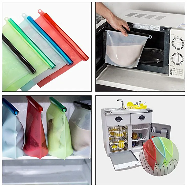 Food Grade Silicone Fresh Keeping Bag  Food Storage Bag Refrigerator Sealed Bag