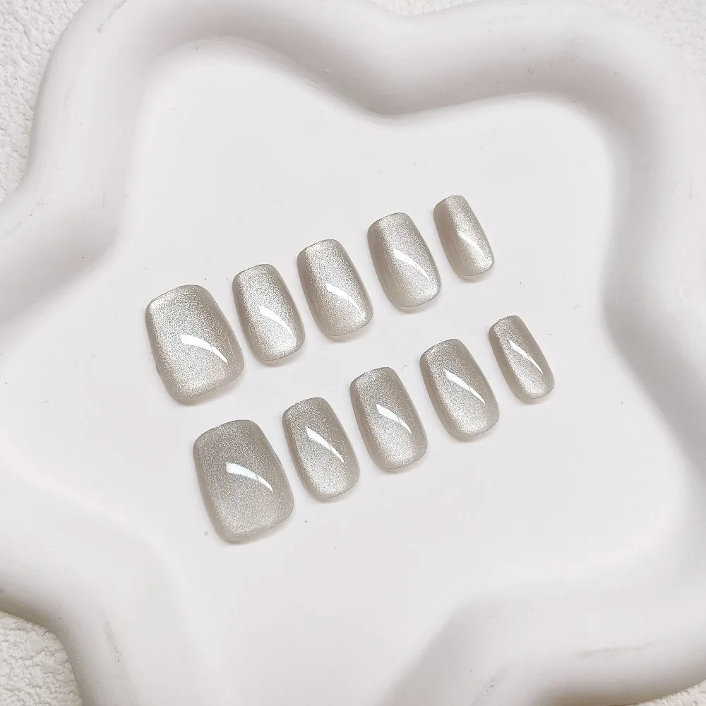 Cat Eyes Press On Nails Tips Full Cover Private Label False Wear Artificial Fingernails