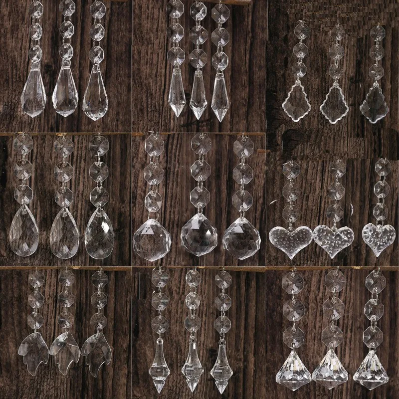 Clear Acrylic Crystal Bead Garland For Chandelier Hanging Wedding Supplies