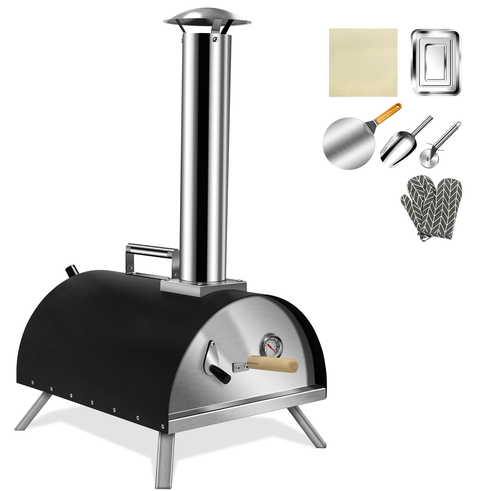 Wholesale Black 403 Spray Coating Pizza Oven Wood Fired Baking Equipment Portable Pizza Oven For Outdoor