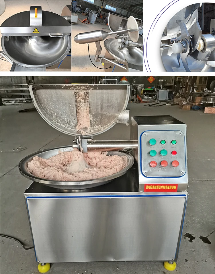 Stainless Steel Meat Processing Machine Food Chopper Cut Chicken Meat Bowl Cutter Grinder Mixer