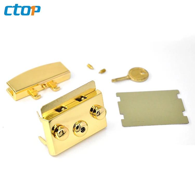 Fashion Bag Accessories Light Gold Handbags Hardware Bag Lock Metal Handbag Lock Fashion Square Bag Lock