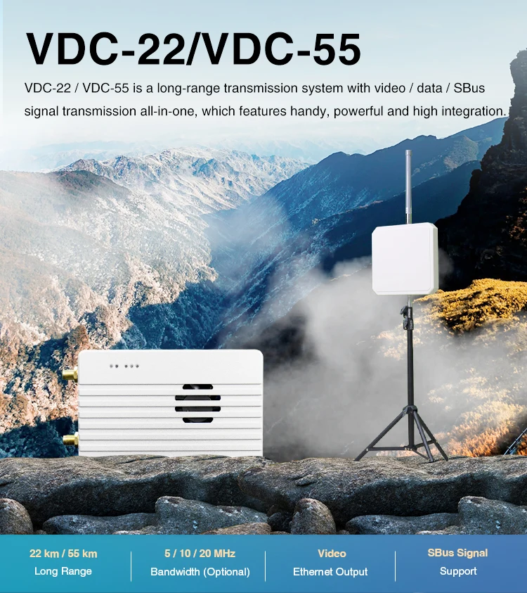 drone VTOL aircraft  20km 50km Long Range Video/Data Transmission System VDC-22 VDC-55