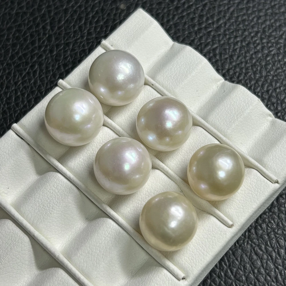 Big Size 12mm Natural Freshwater Pearl Half Hole Round White Beads for Earring
