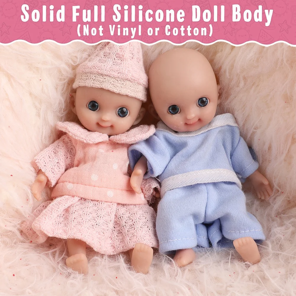 5.5 inch Mini Reborn Baby Dolls Sweet Girl Full Silicone Body Best Gift for Kids