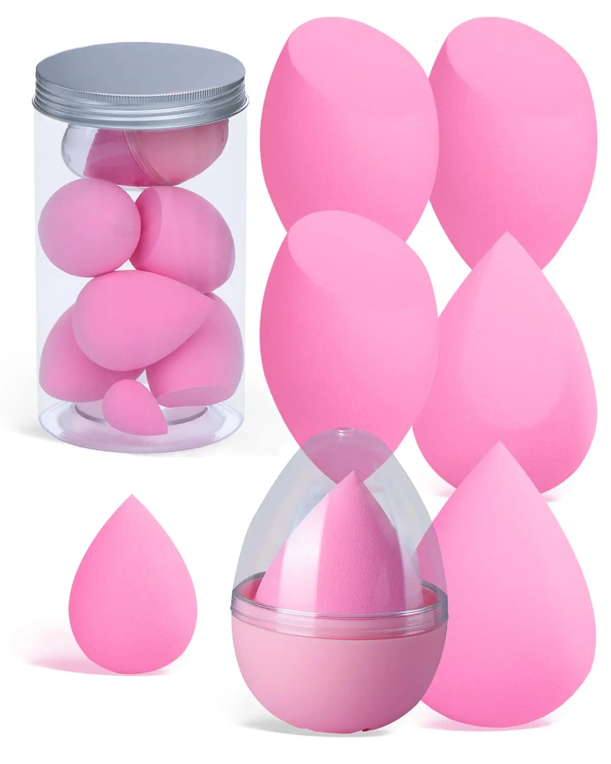 7 Pcs Makeup Blender Sponge Set Soft Beauty Sponge Blender With a Bottle And Egg Case Holer Makeup blender latex free