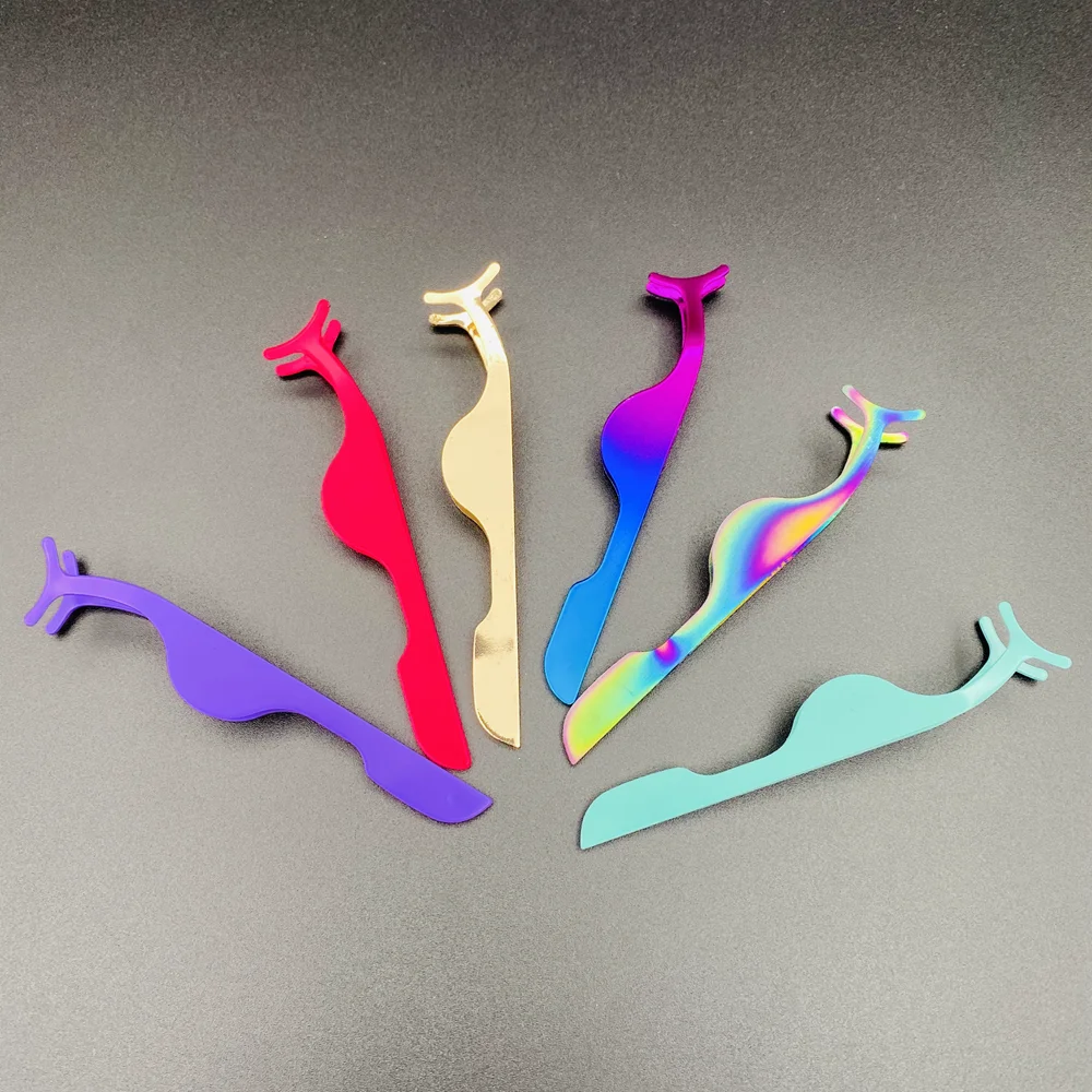 Custom logo Private Label Pink Plastic Lashes Applicator Tweezers Bulk Magnetic Lash Tweezers