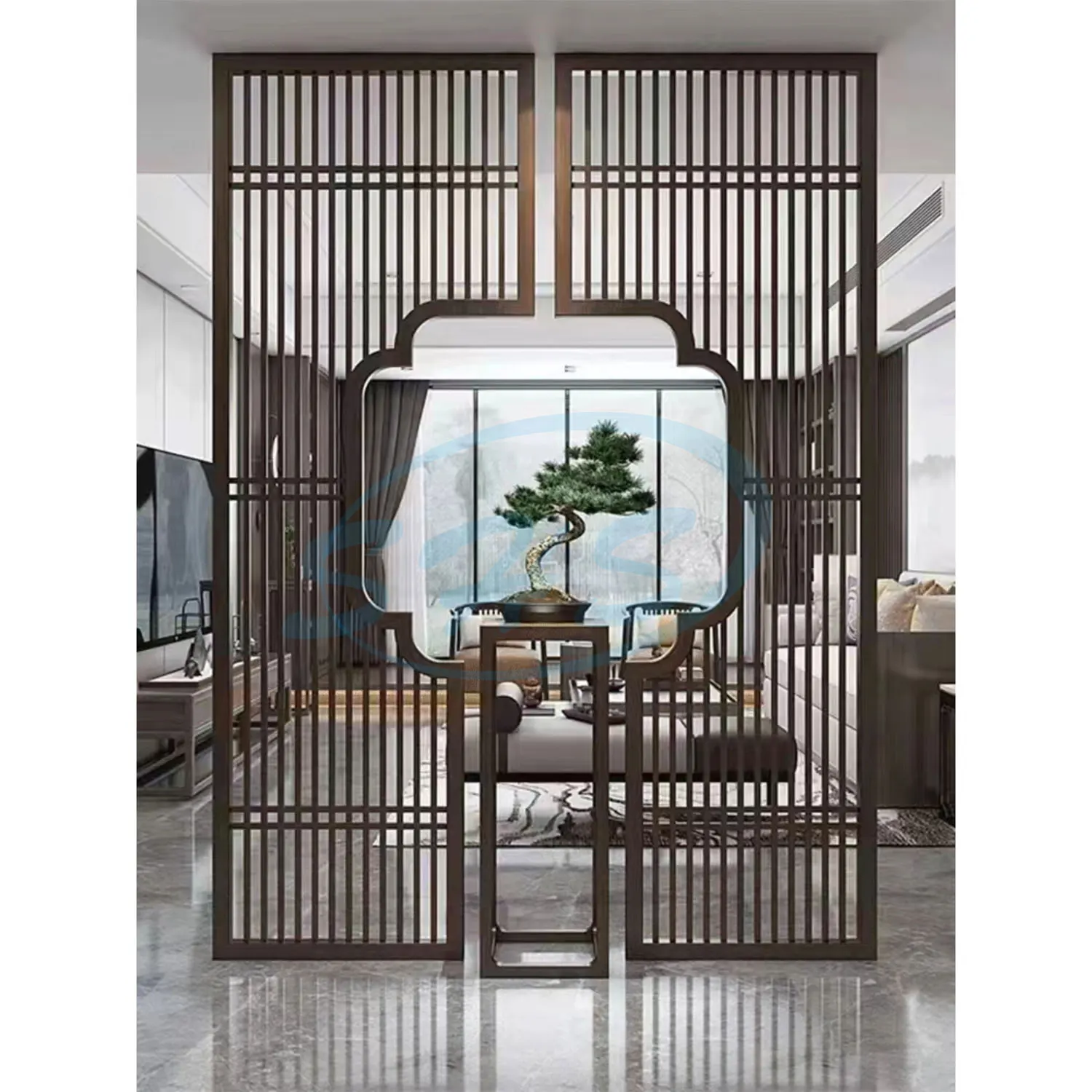 Color stainless steel art screen partition in silver or aluminum grey or cooper brass material for hotel decoration