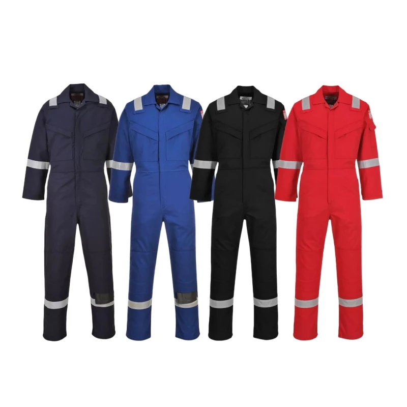 Custom Logo Industrial Hi Vis Reflective Anti Fire Cotton Fr Safety Overall Factory Construction Work Uniform Coverall Workwear