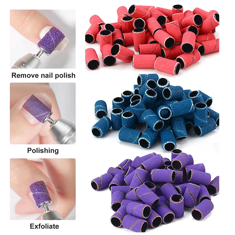 Professional Purple White Pink Nail Sanding Bands Custom Logo 180girt Fine Polish Sanding Bands for Nail Drill Bits Factory Sale