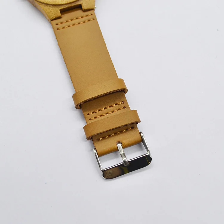2019 Top Gift Natural Bamboo Wooden Genuine Leather Wooden Clock Male hour Reloj de madera Watches Men Wrist