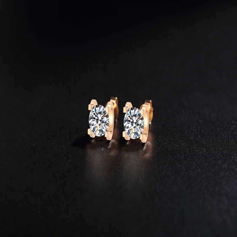 Wholesale Diamond Earring Factory Price 18K Solid Gold Round Cut Screw Back diamond Hoop Stud Earrings Men Women