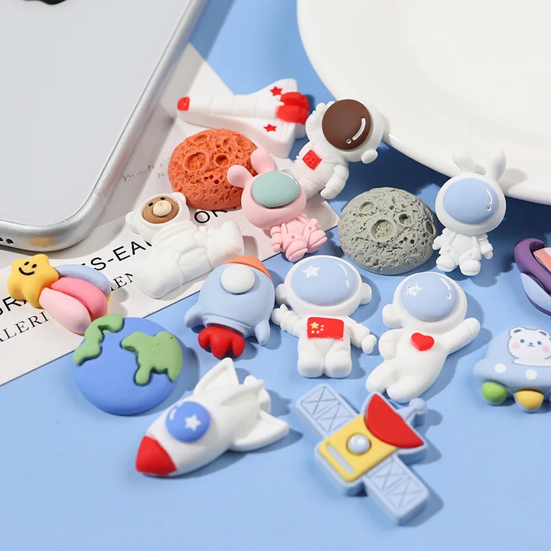 Cartoon rocket astronaut space craft accessories diy cream glue phone case materials package resin accessories materials