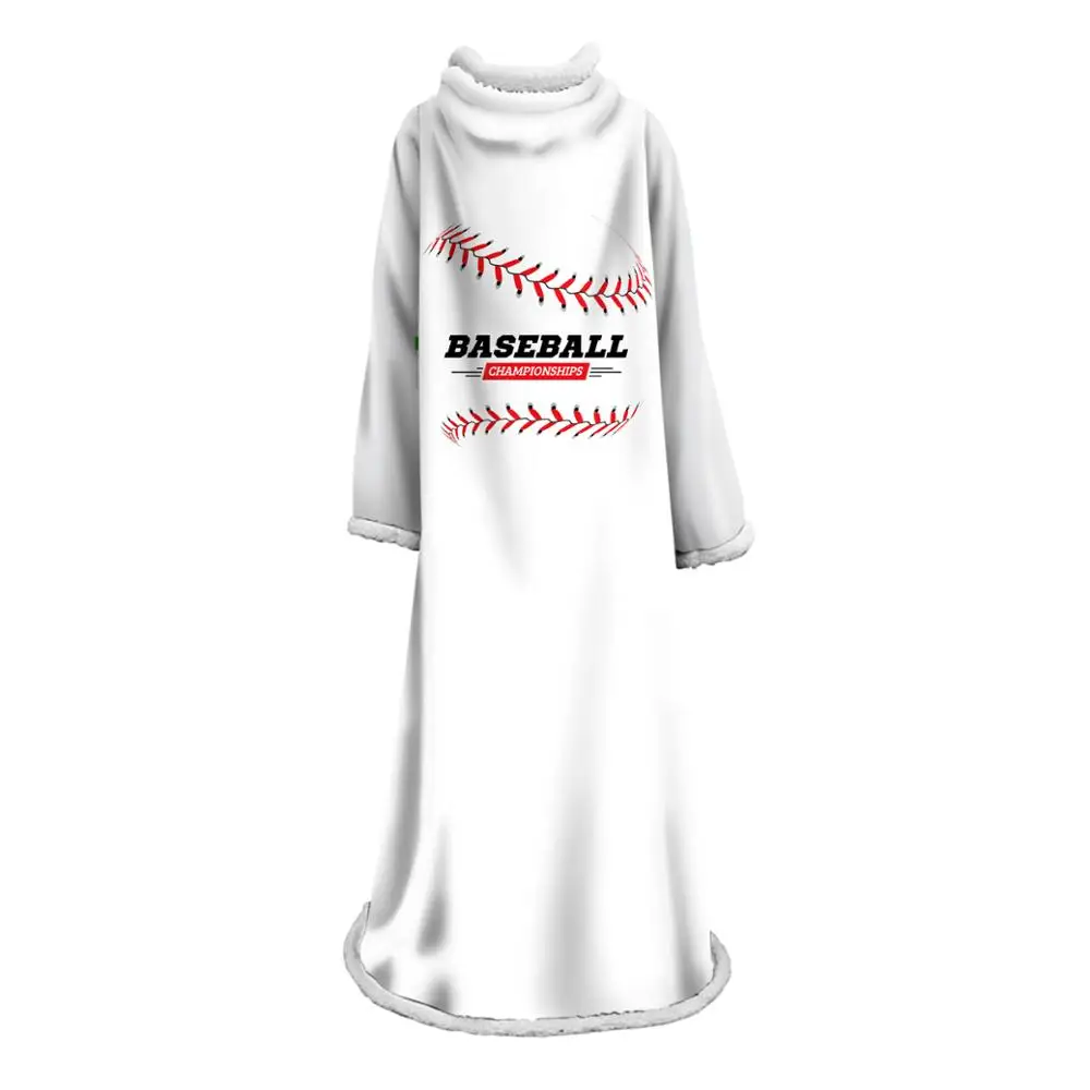  H88 креативный Зимний толстый флисовый халат спортивные бальные одеяла 3D цифровая печать бейсбольный узор переносное одеяло с рукавами