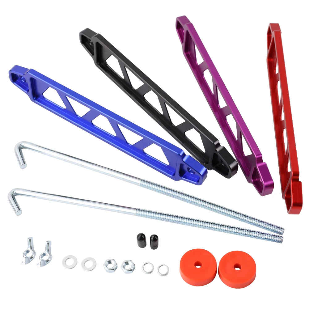 AUSO 220mm / 190mm Aluminum Universal Battery Auto Battery Tie Down Mount Holder Bracket Brace Bar for Honda Civic EK EG BA002