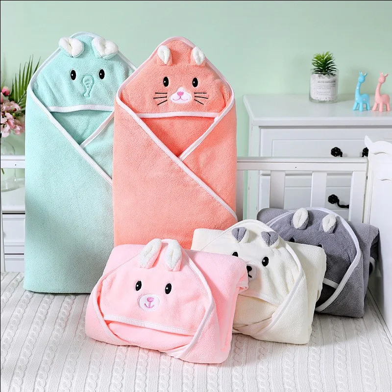 80*80cm custom color Children Animal Design bathrobe Cartoon Kids Bath Towel microfiber Baby Hooded Bath Towel