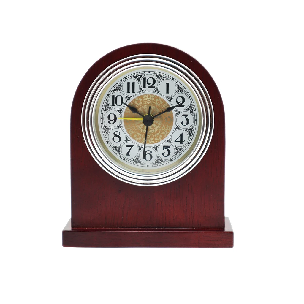 Wine red solid wood alarm clock, Hotel decoration wooden table alarm clock
