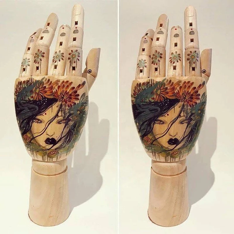 jewelry display painting dark handicraft wooden articulated hand wood mannequin hand wood hand model