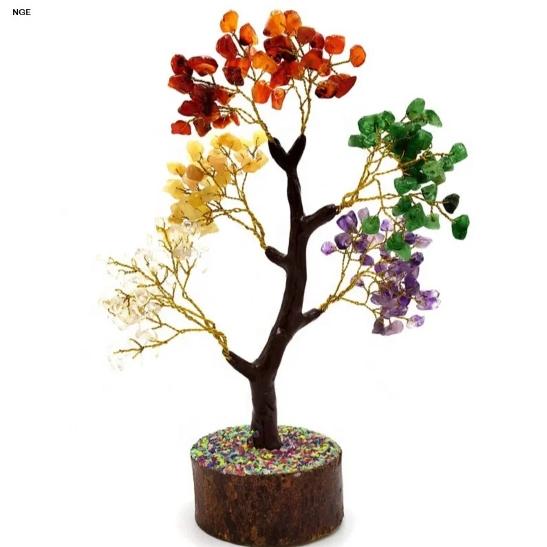 Natural 7 chakra gemstone Tree for Healing chakra gemstone fortune money tree for good luck chakra gemstone tree for decoration