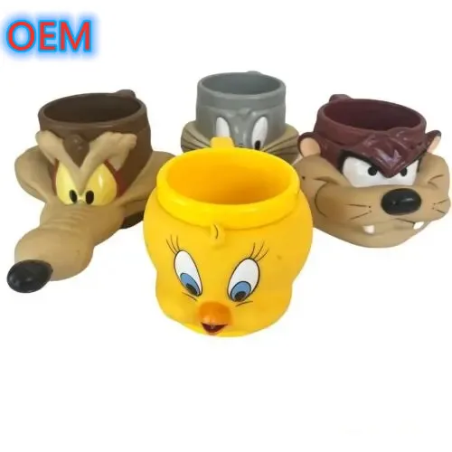 Custom 3d Plastic Cartoon Animal Ice Cream Cup, OEM Design 3d Anime Cup For Kids