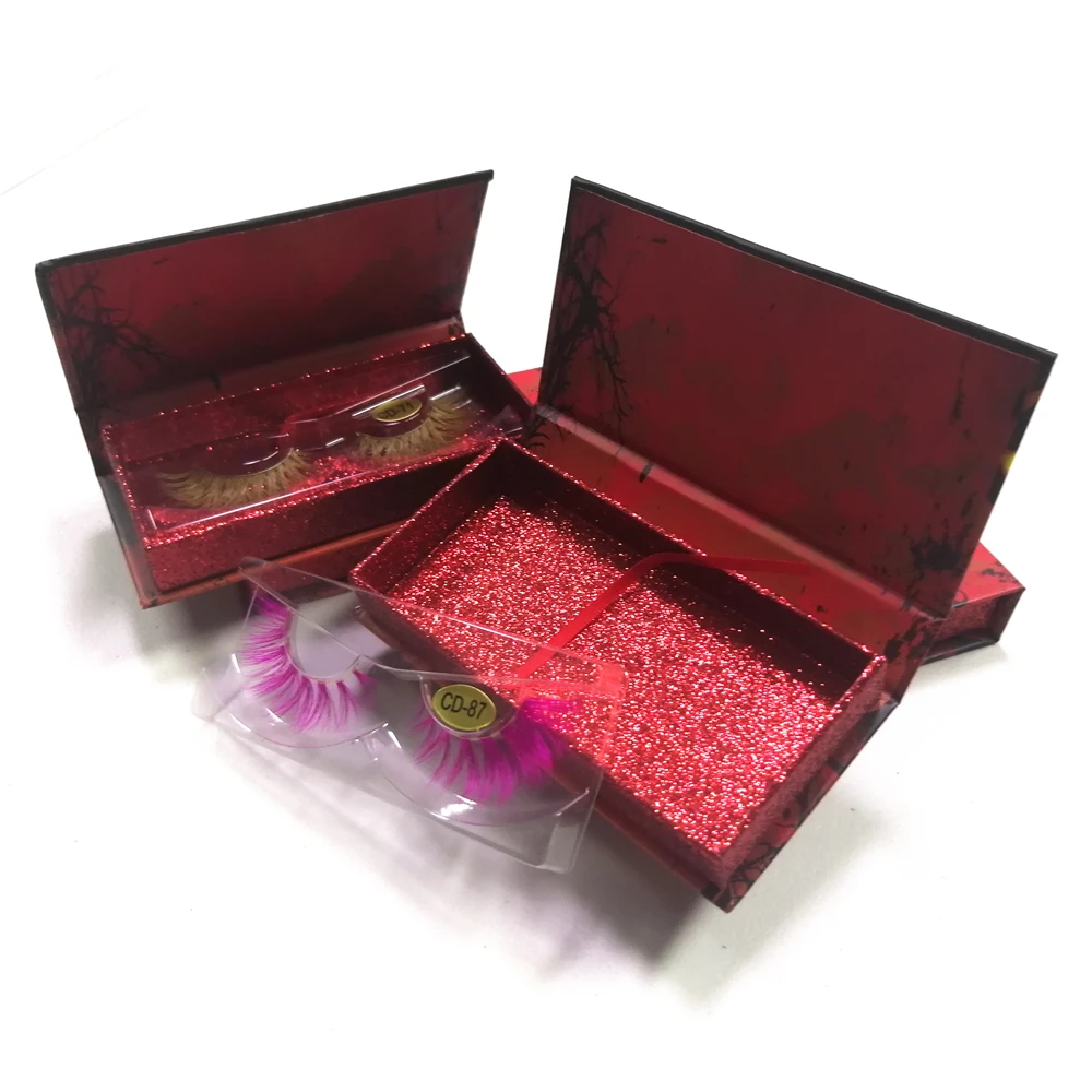 
Halloween Colorful False Eyelashes Lashes Fur Hand Made Black Cotton Stalk Masquerade Exaggerated Long Lashes 0.03mm 0.05mm 