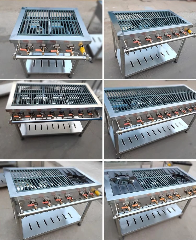 China Manufacturer Commercial Gas Stove Burner 4/6/8/10 Burner Korean Restaurant Table Top BBQ Grill