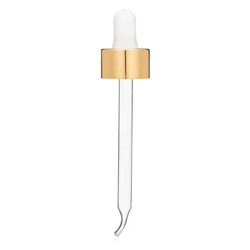 4 oz Empty Silicon Glass Pasteur Pipettes Glass Eye Droppers White Matte Gold Glass Dropper with 22-400 neck finish