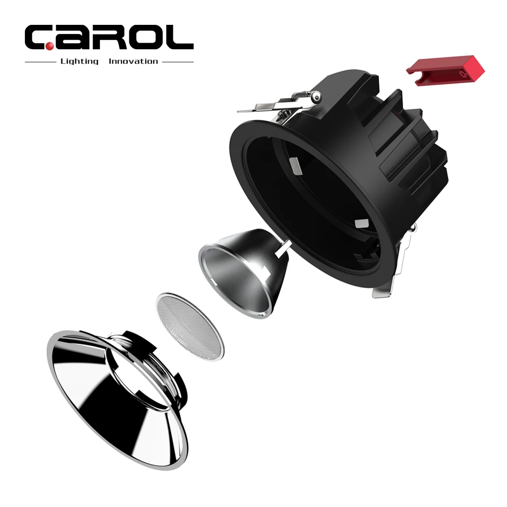 Carol Aluminum high bright office ceiling spotlight recessed 30w led round downlight lamp 12 watt 75mm anti glare cob down light