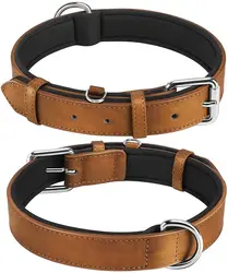 Boshiho Custom Adjustable Luxury Fancy Pet Personalized Pet Dog Collars Outdoor Leather Dog Collar with Name Tag D ring