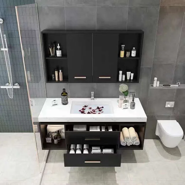 HZ High quality PVC Vanity bathroom cabinet  Modern Luxury design customized Vanity cabinet