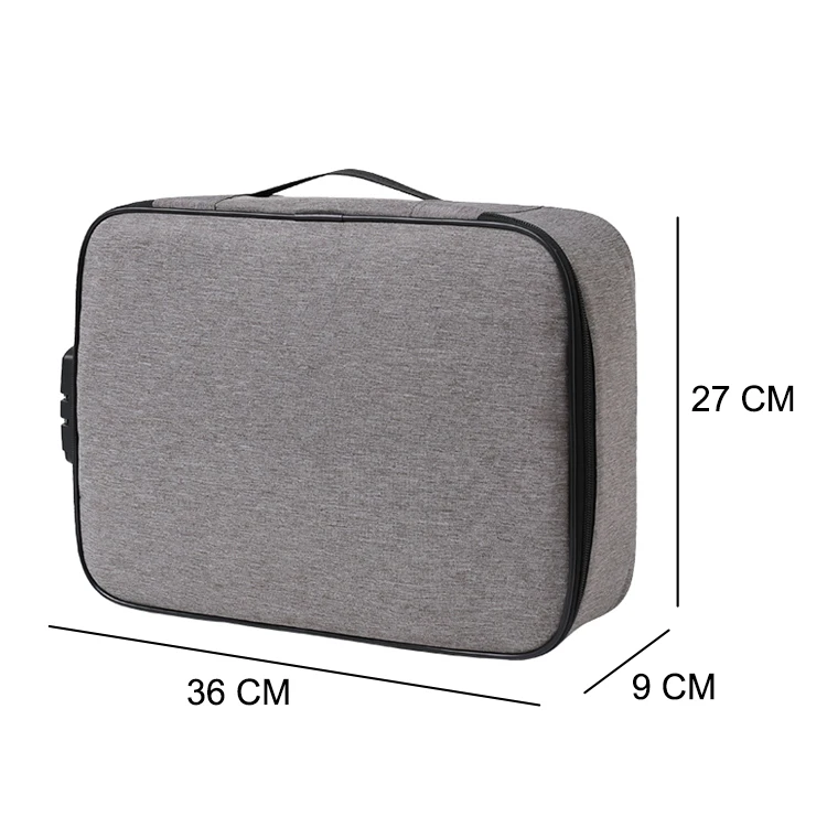 Multi-Layer Portable File Storage Safe Bag with Lock for Important Passport Certificates Waterproof Document Organizer Bag