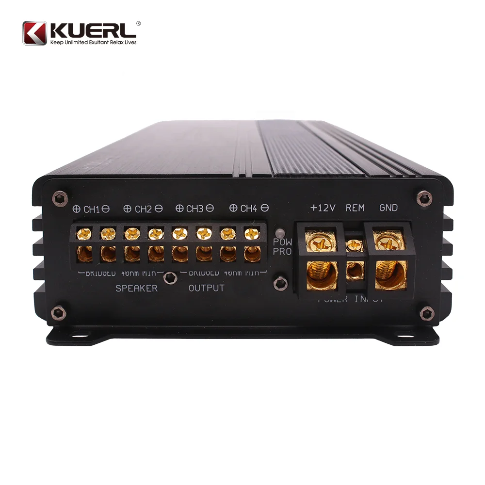 Kuerl professional wholesale 100W*4 high power 12V audio amplifier system class AB 4 channel car power amplifier