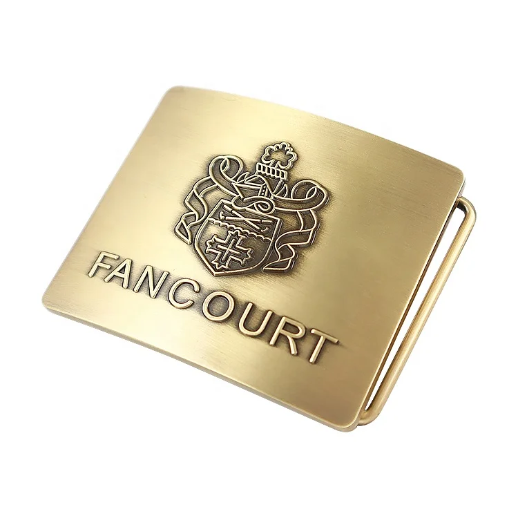 Customized Brand Laser Engraving High Quality Brass Gold Plated Metal Belt Buckles for Men