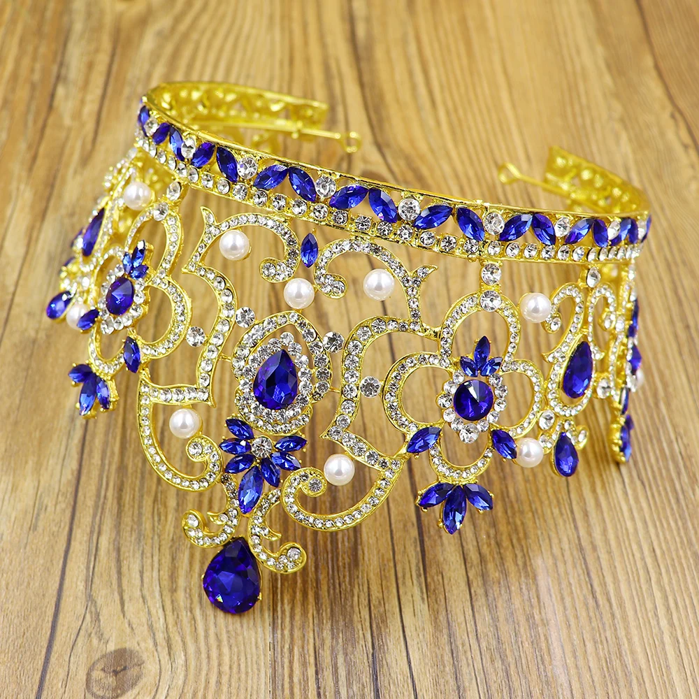 
NeeFu WoFu big Crown European and American luxury crown Fashion Bridal Wedding Wholesale Wedding Tiaras and Crowns 