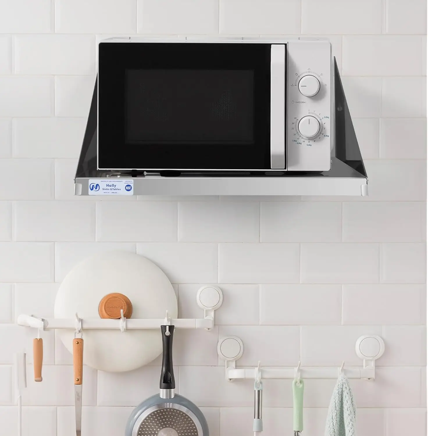 Factory Direct Commercial Kitchen Stainless Steel Wall mount Microwave Oven Floating Shelves for restaurant kitchen