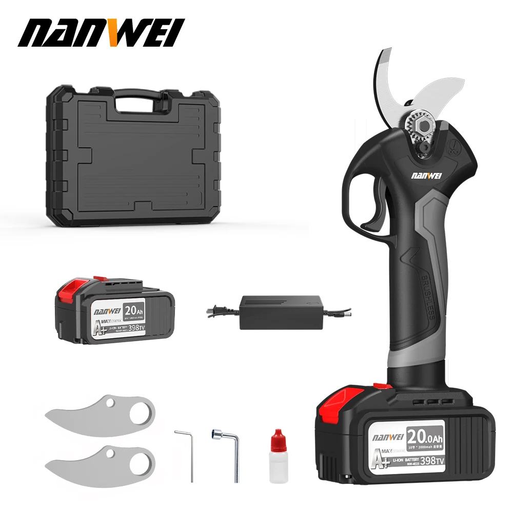Nanwei Professional Lithium Battery Powered Garden Tree Pruning Shears Electric Lithium Battery Cordless Branch Pruning Shears