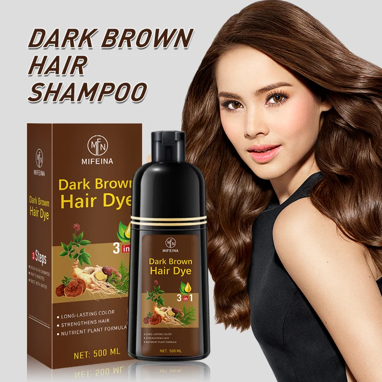MOQ LOW 500ML Hair Color Shampoo Cover Gray White Hair Organic Hair Dye Shampoo Of Black no dark skin