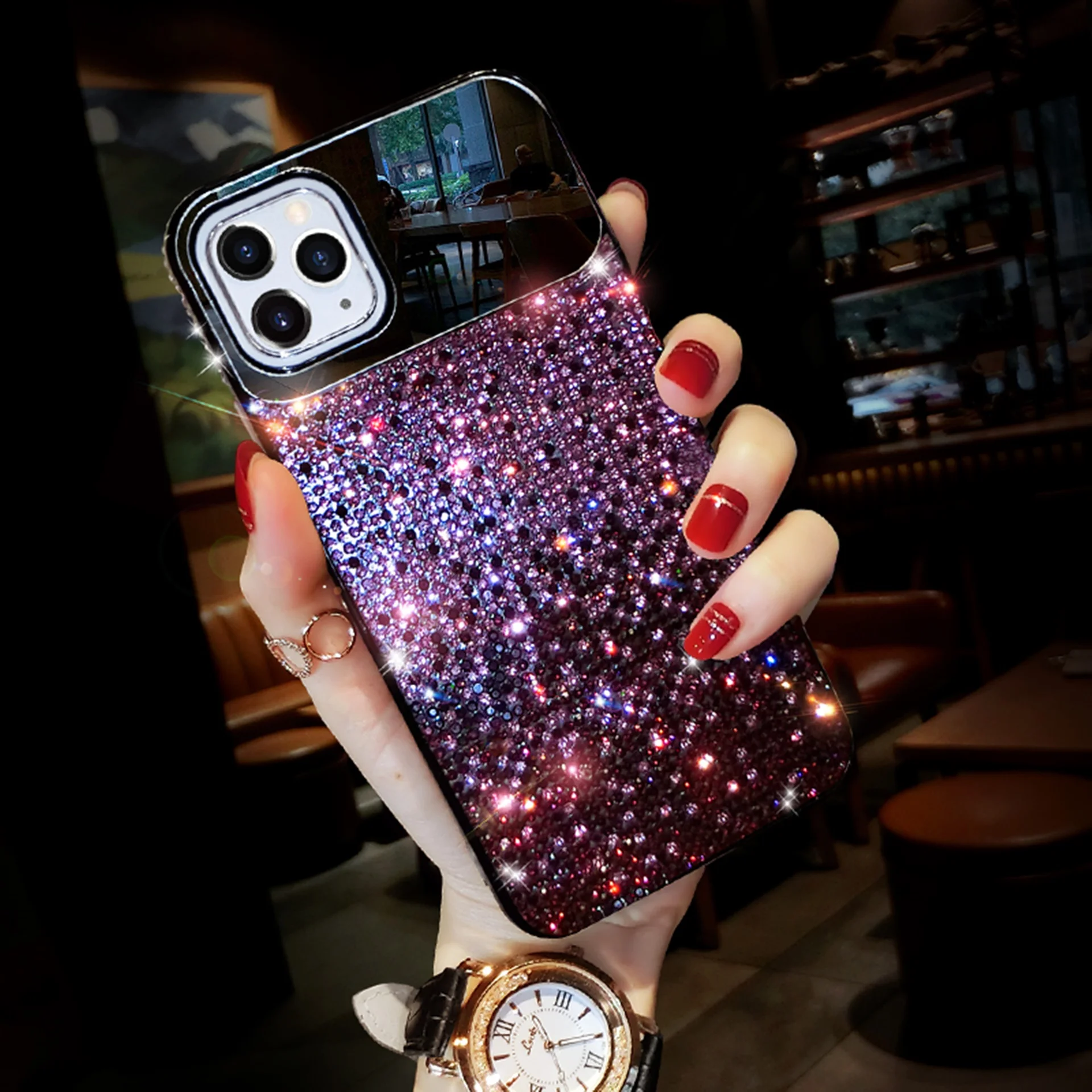 Bling Glitter Mirror Diamond Design Phone Cover Luxury Fashion Designer Cell Phone Cases for iphones