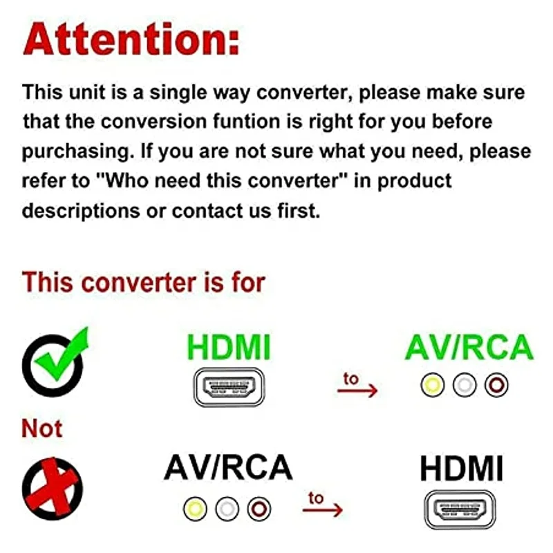 HDMI2AV Converter 1080P 60Hz HDMI To Composite 3 RCA AV Adapter Adaptor Convertor Component
