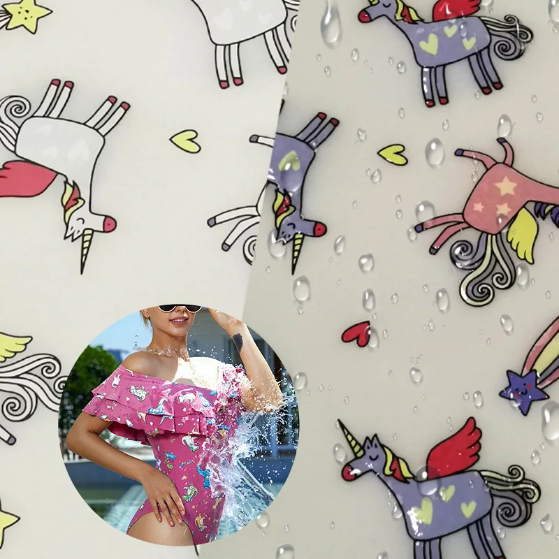 Customized Print Pattern Water Color Change  100% Polyester Fabric Wet Color Change Fabric For Swimwear Chromorphous Fabric