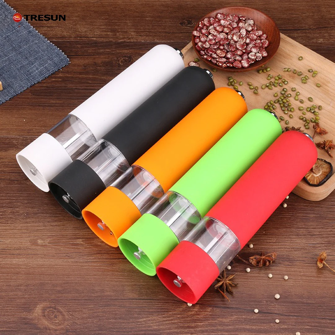 Electric ABS Shell Button Activated Battery powered Shell Ceramic Grinding  Automatic Salt and Pepper Shaker Set  with LED Light
