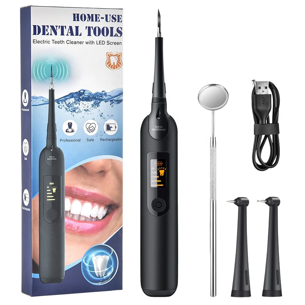 Electric Sonic Dental Scaler Oral Irrigator Tooth Calculus Remover Rechargeable Tooth Stains Tartar clean Tool with LED Display
