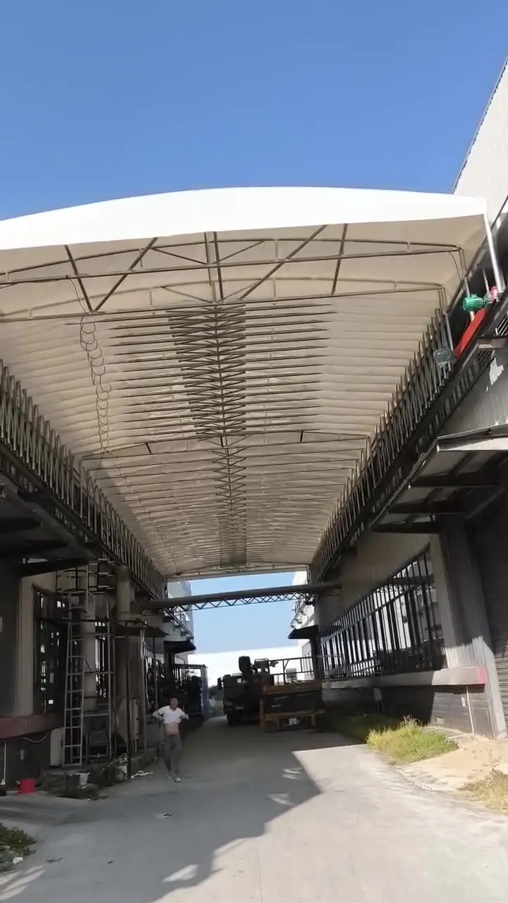 Large Electric Retractable Canopy Remote Control Steel Frame Pushes Pulls Carport Garage Mobile Logistics Warehouse Outdoor Use