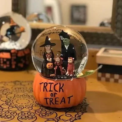 Halloween Style Trick or Treat Family Witch Frankenstein Water Globe Halloween Musical New Handmade Resin Home Decoration