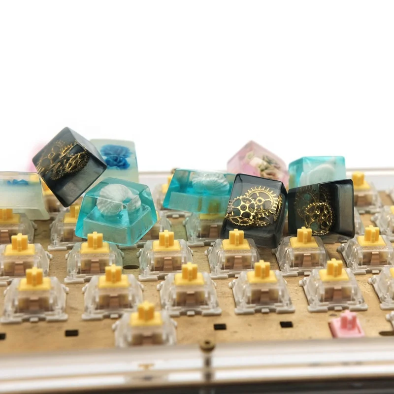 Customized Artisan Resin Blue Enchantress/Conach/Gear/Sakura Keycap For Cherry MX Keyboard Decorate Mechanical Keyboard