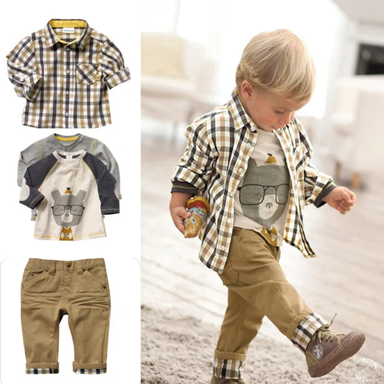 Autumn New Boys Clothing Sets Jacket Shirts Pant 3pcs Suits Clothing Kids Long-sleeved clothed for Kids